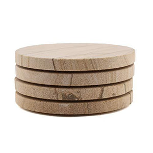 Sandstone Wood Absorbent Coaster, 4 inch round, Desert Sand w/Holder