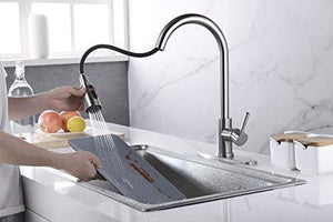 Stainless Steel Kitchen Faucets, High Arc Single Handle Pull out Brushed Nickel Kitchen Fa