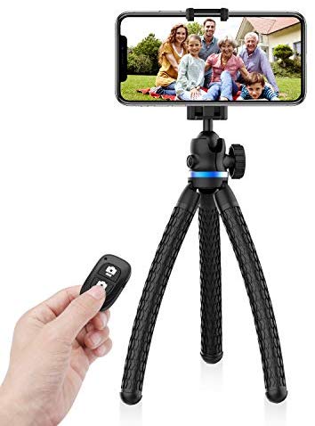 Phone Tripod, 12 Inch Flexible Cell Phone Tripod Stand Holder with Wireless Remote