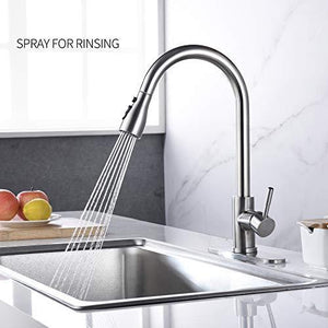 Stainless Steel Kitchen Faucets, High Arc Single Handle Pull out Brushed Nickel Kitchen Fa