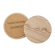 Load image into Gallery viewer, Sandstone Wood Absorbent Coaster, 4 inch round, Desert Sand w/Holder