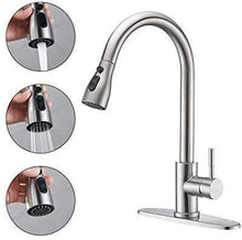 Load image into Gallery viewer, Stainless Steel Kitchen Faucets, High Arc Single Handle Pull out Brushed Nickel Kitchen Fa