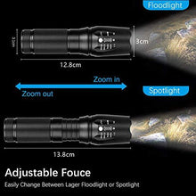Load image into Gallery viewer, Tactical Flashlight 5 Lights Modes, Ultra-bright Zoom Function and IP65 Waterproof Handheld Flashlights