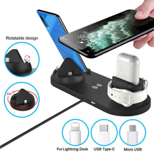 Load image into Gallery viewer, 6 in 1 Wireless Charging Station for iPhone Products and Galaxy Qi Enable