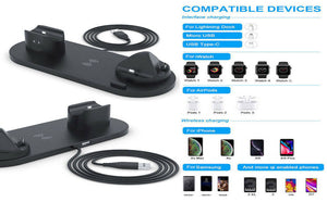 6 in 1 Wireless Charging Station for iPhone Products and Galaxy Qi Enable