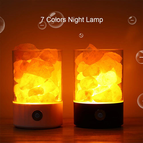 Natural Himalayan Salt Rock Light Touch Dimmer Switch With USB Night Lamp Without Crystal Salt Stone