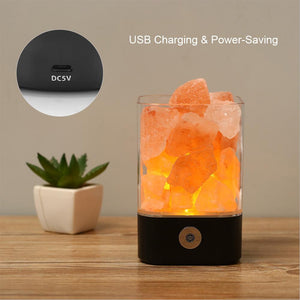 Natural Himalayan Salt Rock Light Touch Dimmer Switch With USB Night Lamp Without Crystal Salt Stone