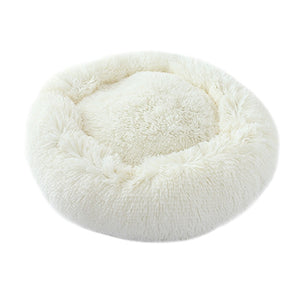 Soft Long Plush Round Pet Dog Bed for Small Medium Dogs