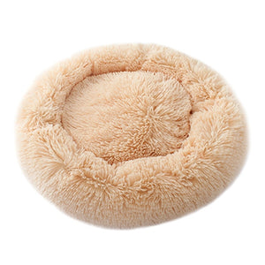 Soft Long Plush Round Pet Dog Bed for Small Medium Dogs