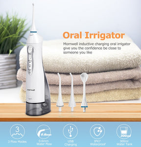 Oral Irrigator USB Rechargeable Water Flosser Portable Dental Water Jet 300ML Water Tank Waterproof Teeth Cleaner