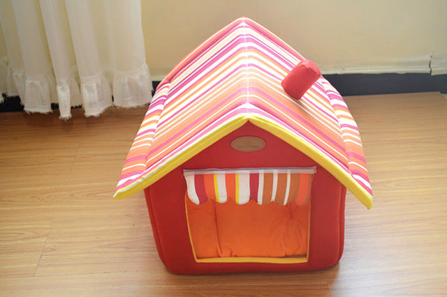 New Home Shape Foldable Pet Cave House Nest for Cat and Dog