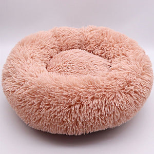 Soft Long Plush Round Pet Dog Bed for Small Medium Dogs