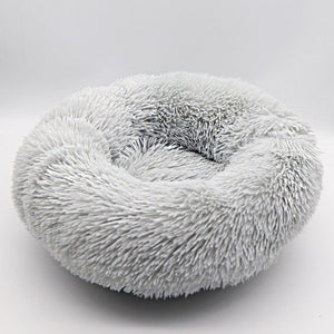 Soft Long Plush Round Pet Dog Bed for Small Medium Dogs